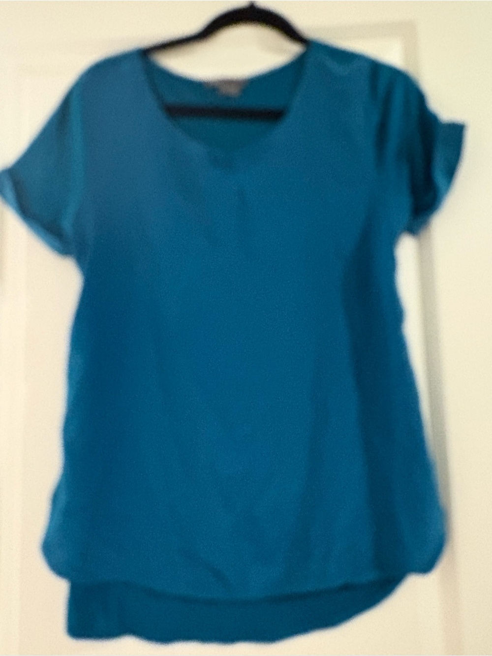 Vince Teal Short Sleeve V-Neck Top